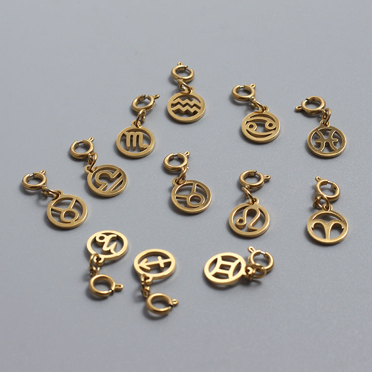 Titanium Stainless Steel Charm Zodiac Sign Gold