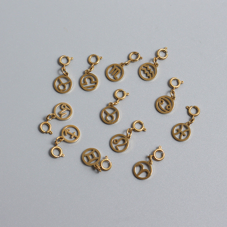 Titanium Stainless Steel Charm Zodiac Sign Gold