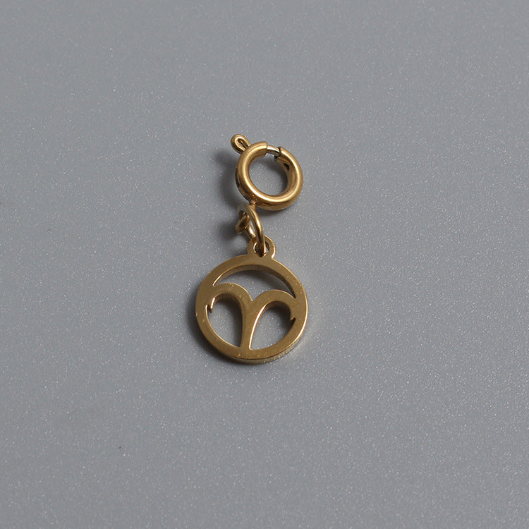 Titanium Stainless Steel Charm Zodiac Sign Gold