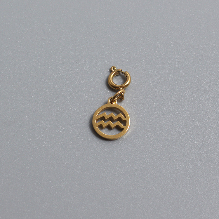 Titanium Stainless Steel Charm Zodiac Sign Gold