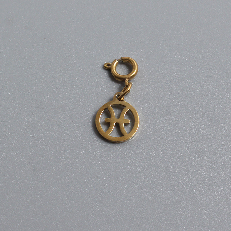 Titanium Stainless Steel Charm Zodiac Sign Gold
