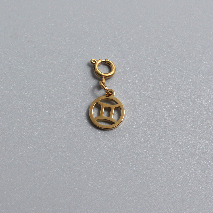 Titanium Stainless Steel Charm Zodiac Sign Gold