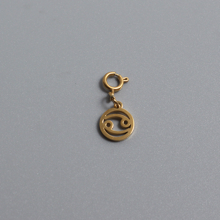 Titanium Stainless Steel Charm Zodiac Sign Gold