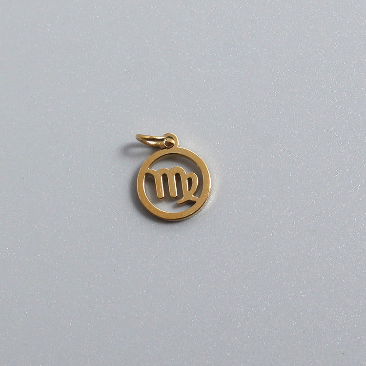 Titanium Stainless Steel Charm Zodiac Sign Gold