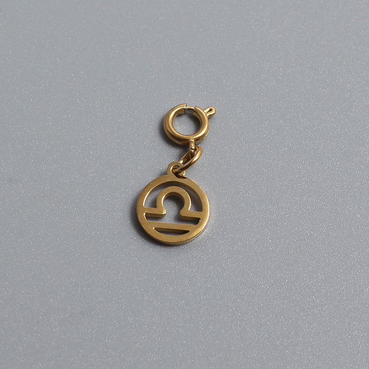 Titanium Stainless Steel Charm Zodiac Sign Gold