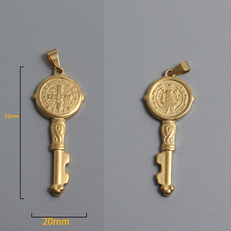 Stainless Steel Key Charm Gold