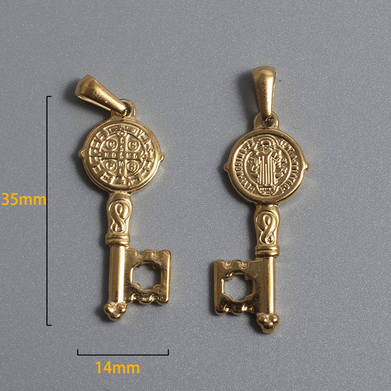 Stainless Steel Key Charm Gold