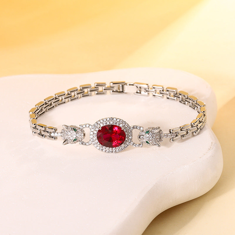 Cheetah Colored Gemstone Watch Strap Bracelet