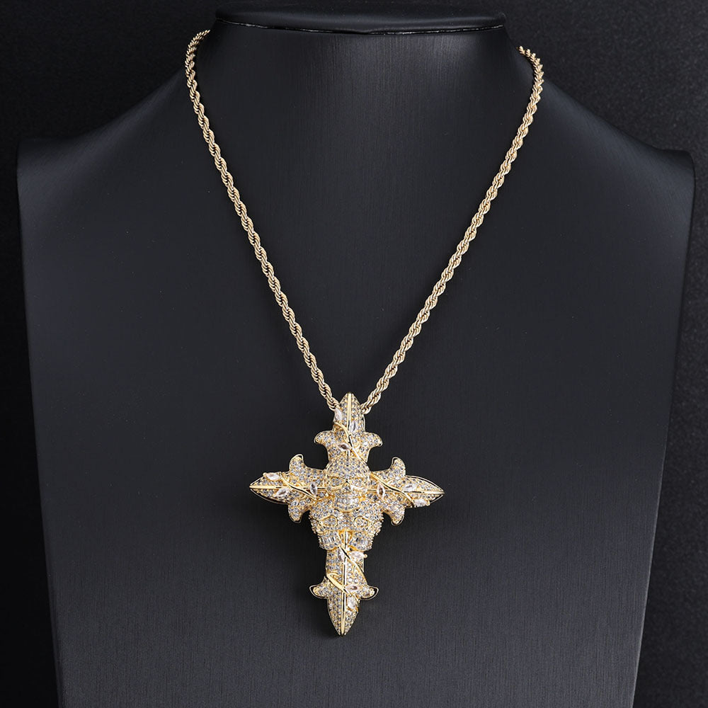 Iced Out Luxury Skull Cross Necklace
