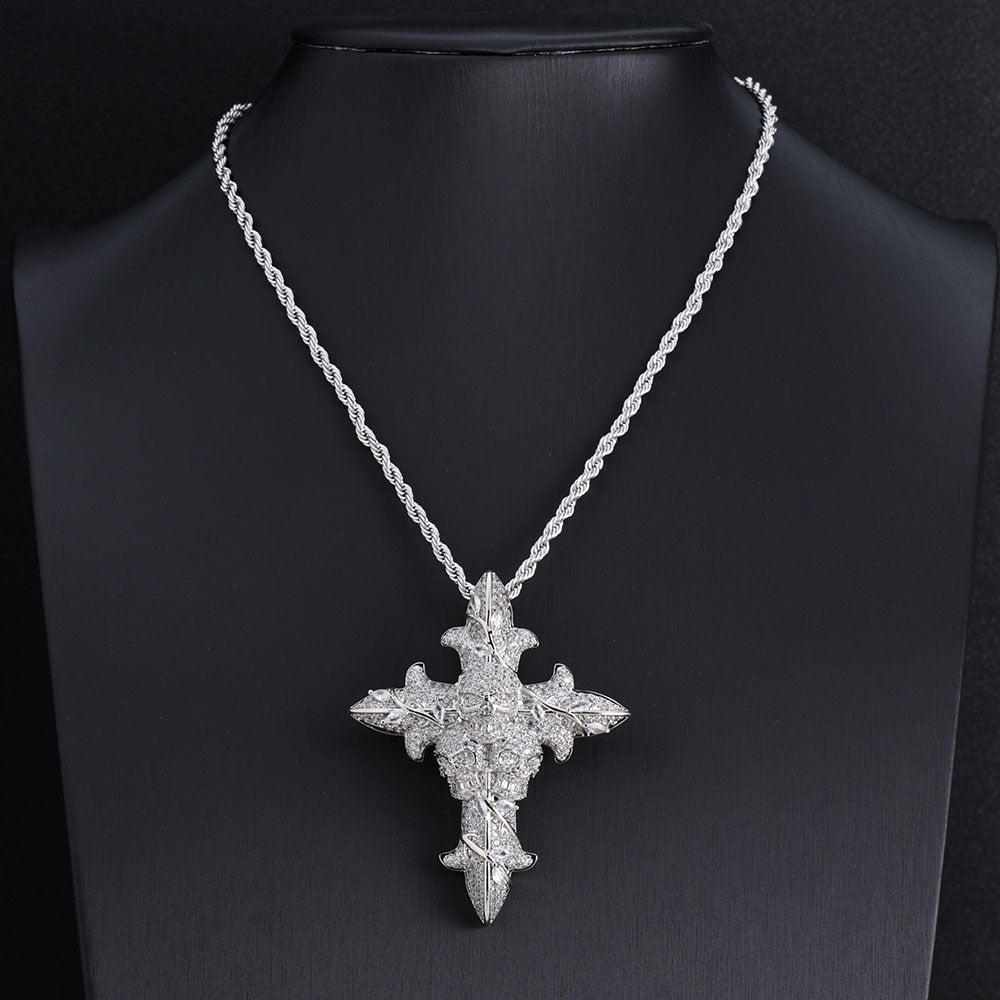 Iced Out Luxury Skull Cross Necklace
