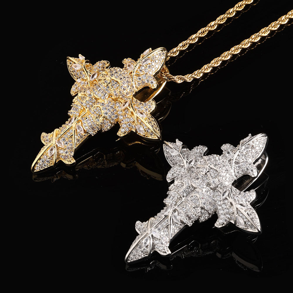 Iced Out Luxury Skull Cross Necklace