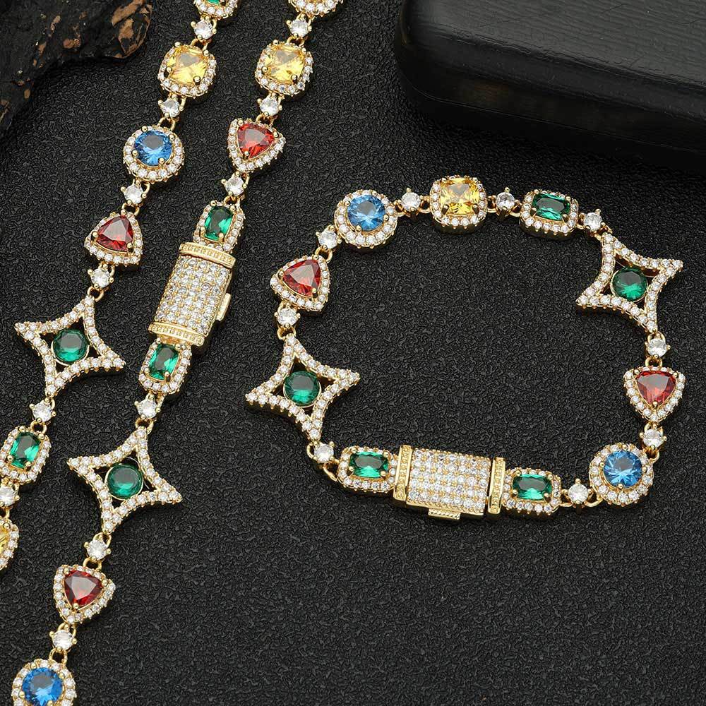 Multi Colored Gemstone Halo Motif Bracelet North Star (Copy)