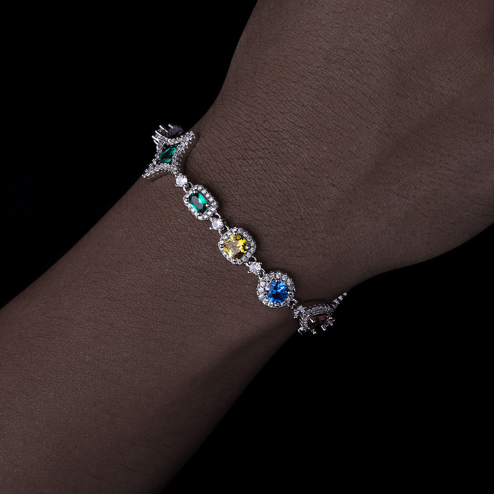 Multi Colored Gemstone Halo Motif Bracelet North Star (Copy)