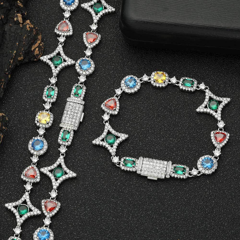 Multi Colored Gemstone Halo Motif Bracelet North Star (Copy)