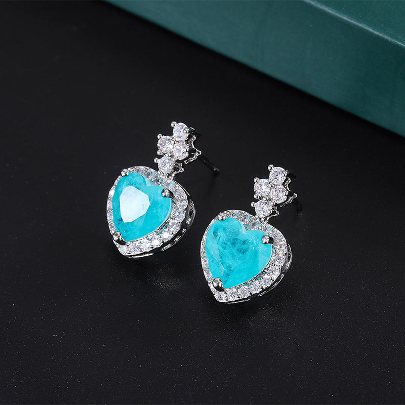Paraíba Tourmaline Colored Heart Gemstone Jewelry Set