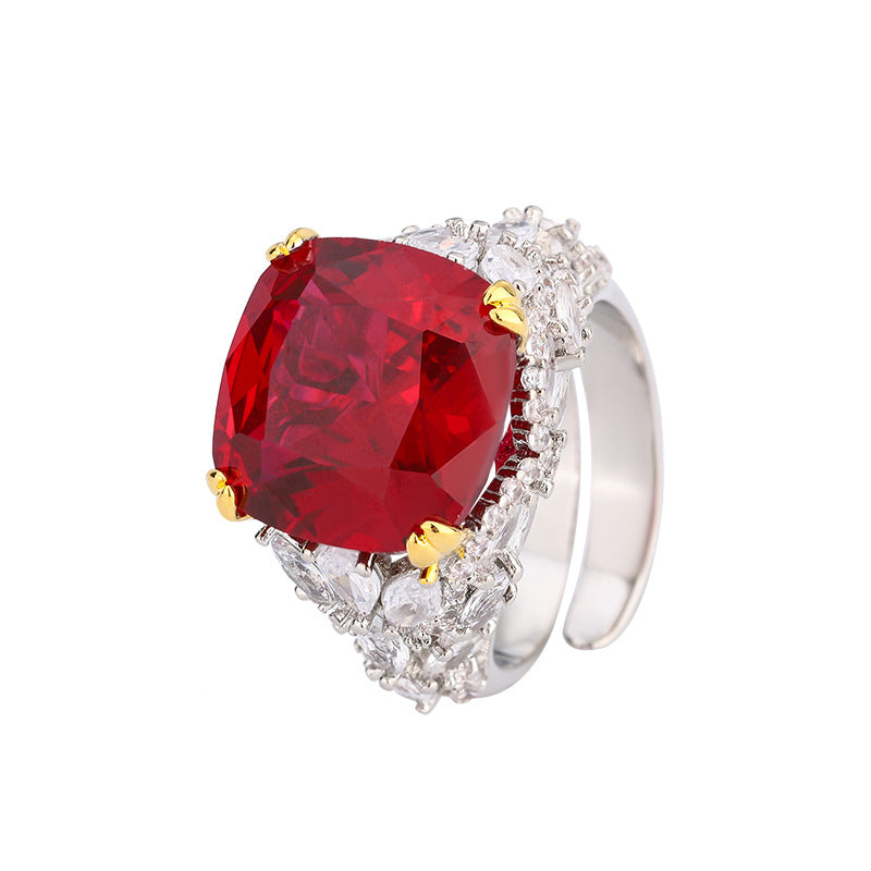 Colored Cushion Cut Zirconias Cocktail Rings