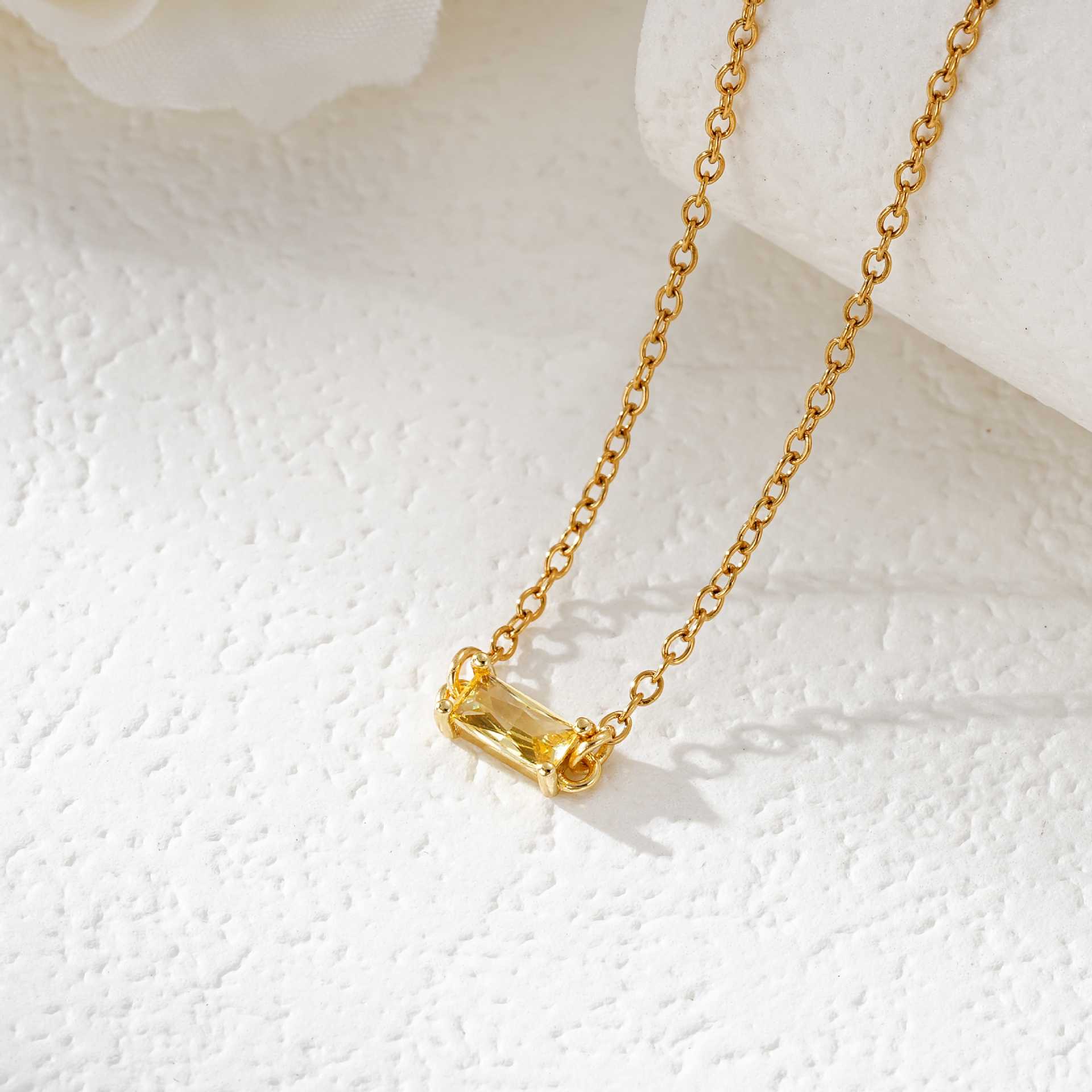 Rectangle Birthstone Necklace