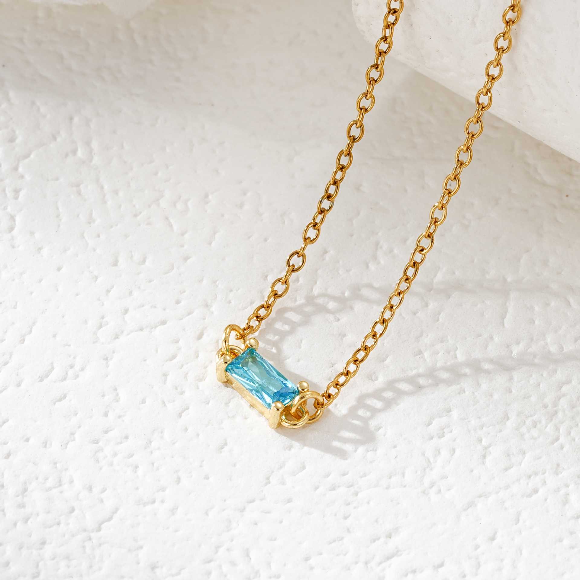 Rectangle Birthstone Necklace
