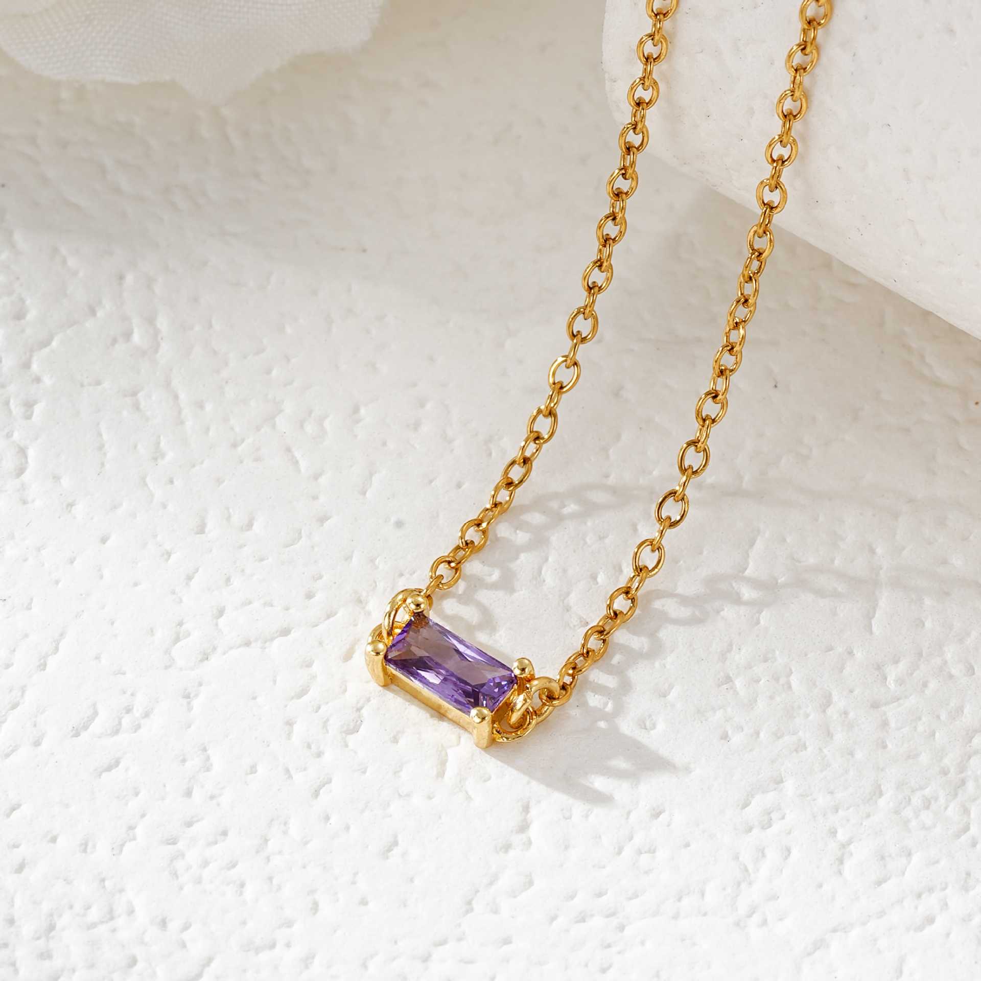 Rectangle Birthstone Necklace