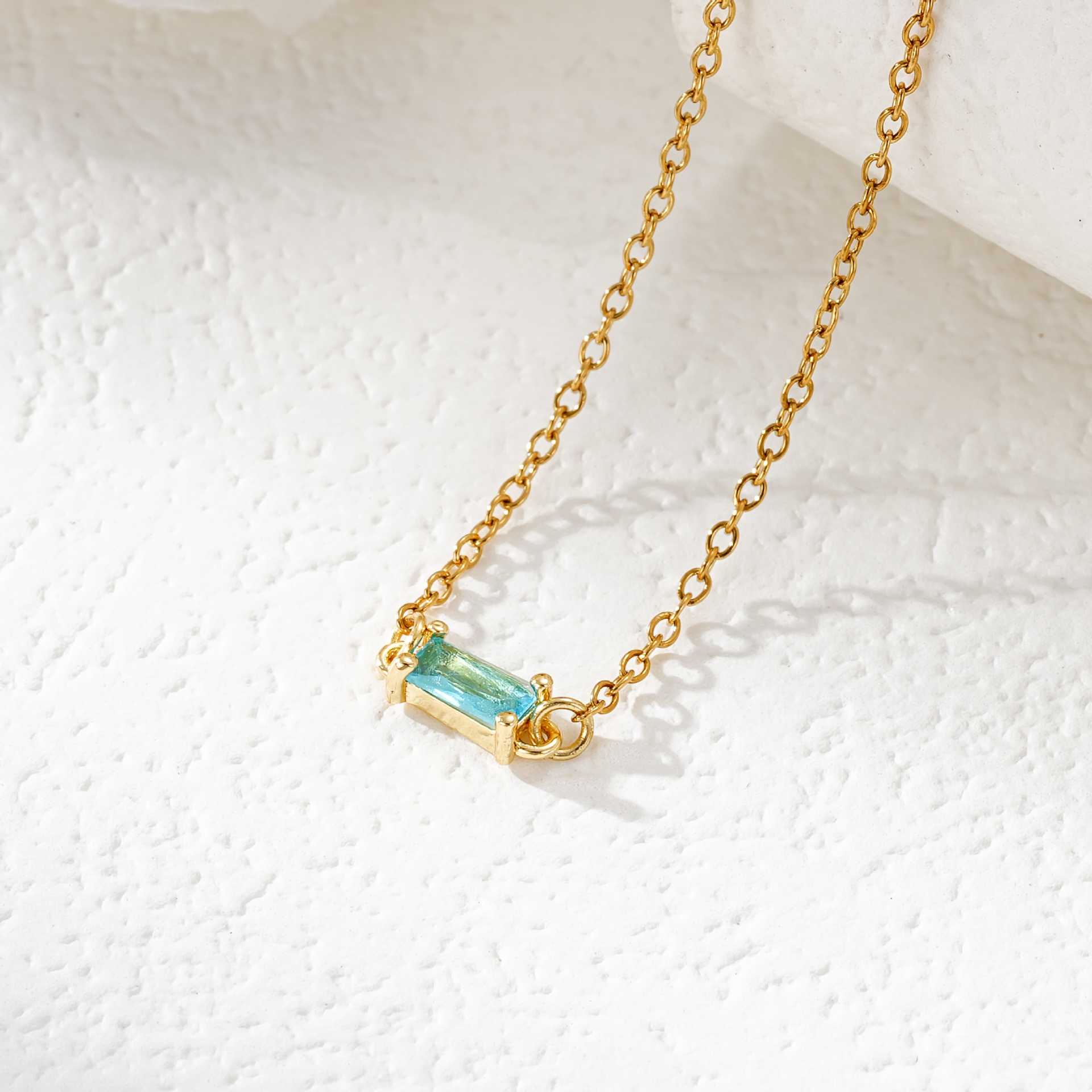 Rectangle Birthstone Necklace