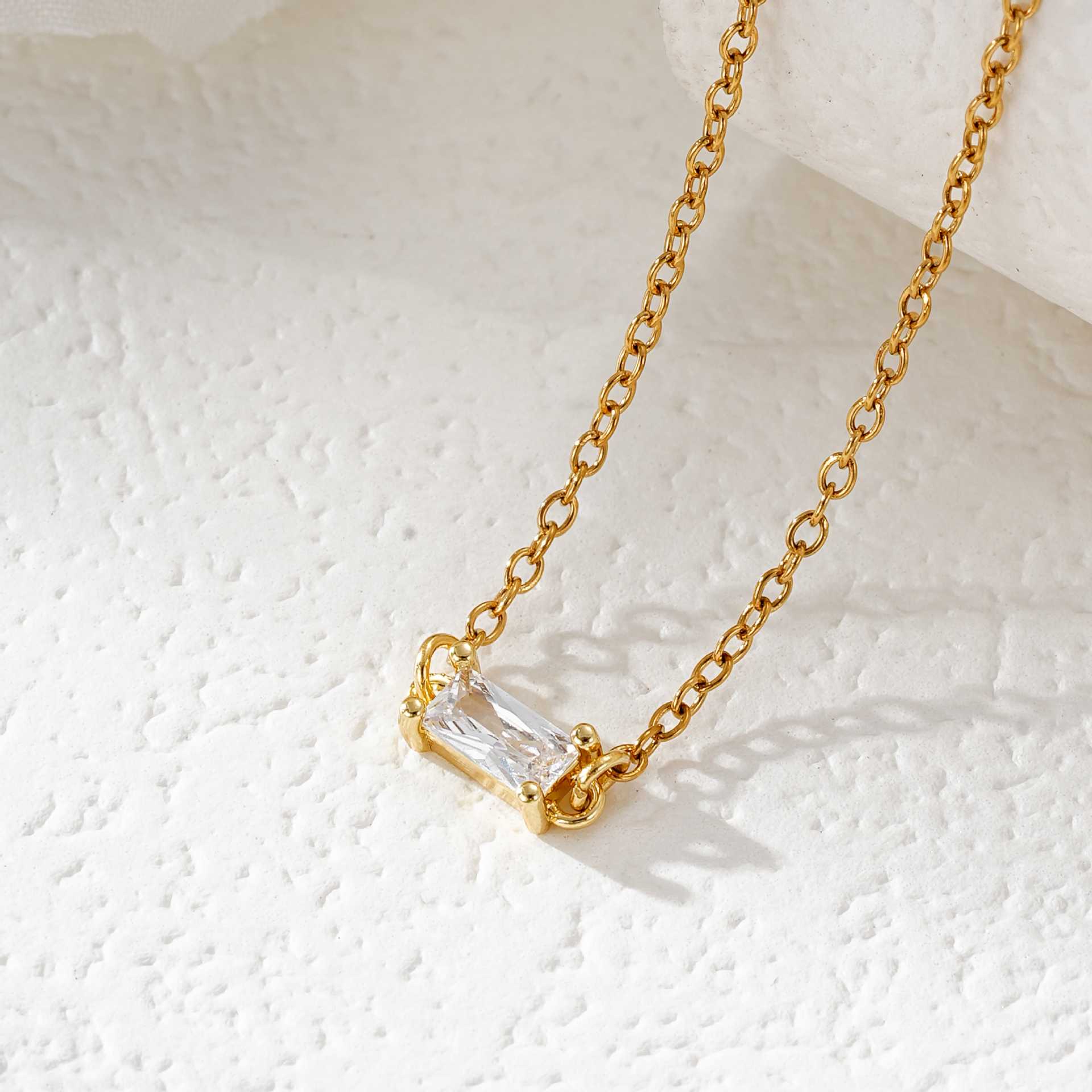 Rectangle Birthstone Necklace