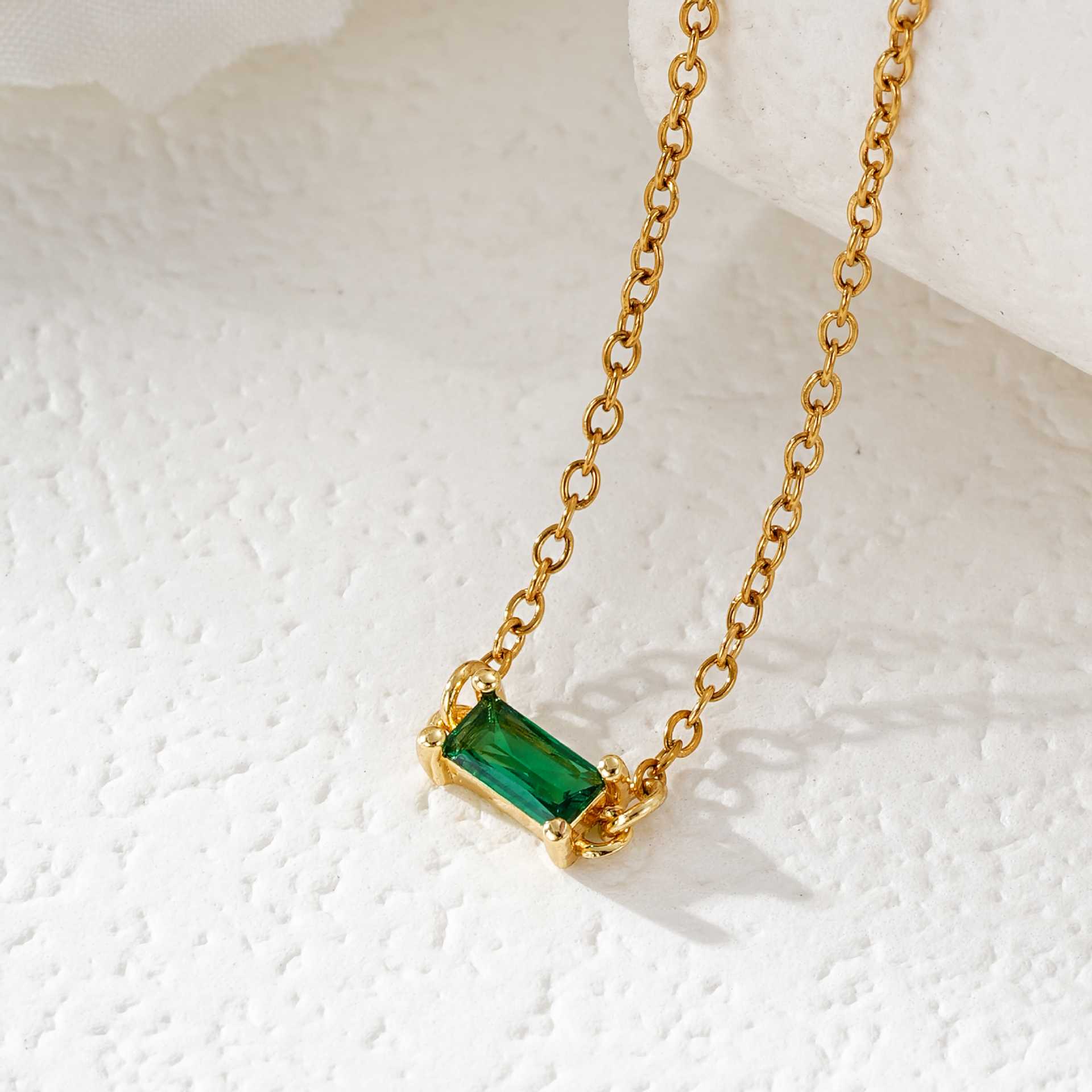 Rectangle Birthstone Necklace