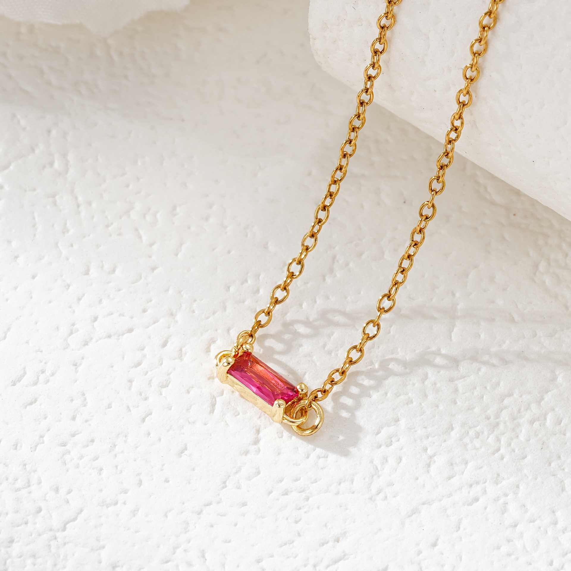Rectangle Birthstone Necklace