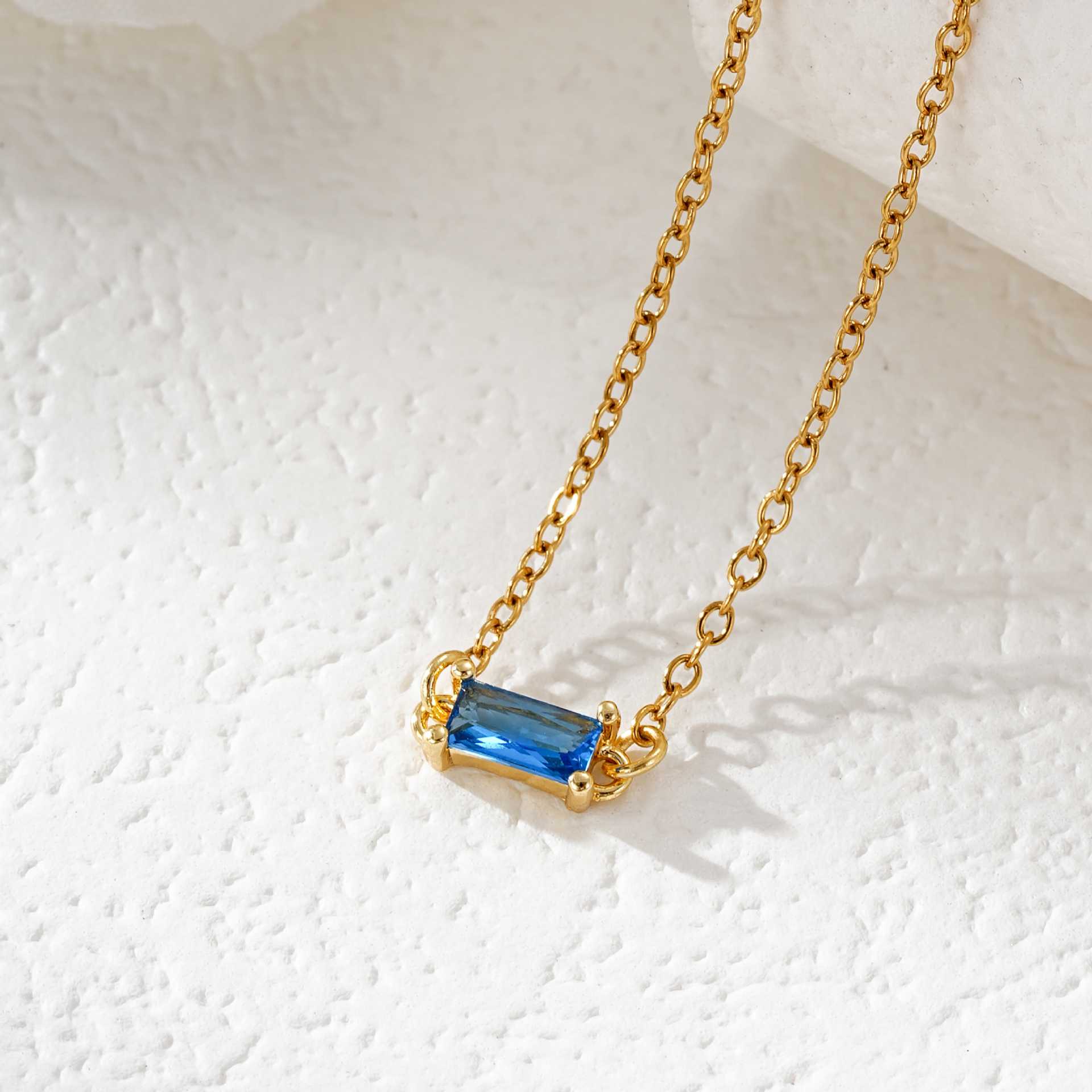Rectangle Birthstone Necklace