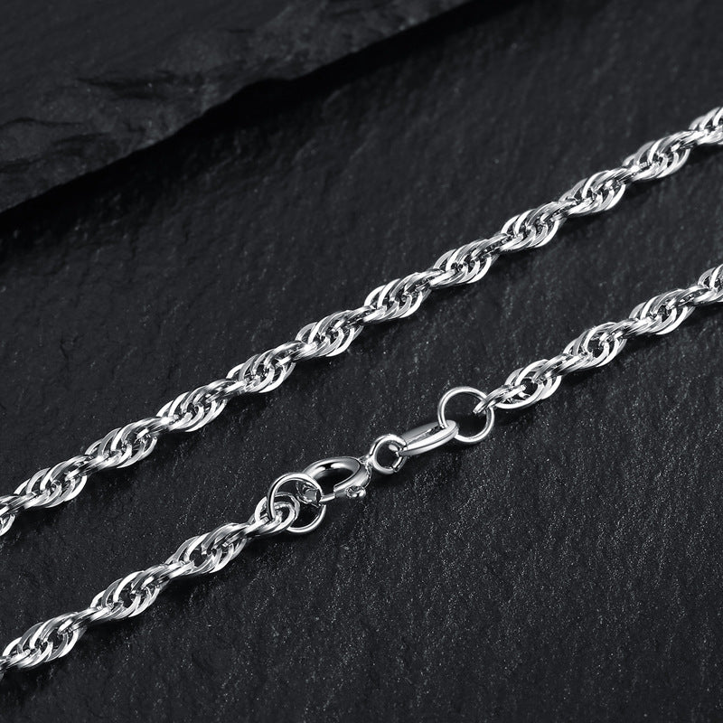 Sterling silver Silver Rope  3mm Chain Necklace Plating S925 Silver