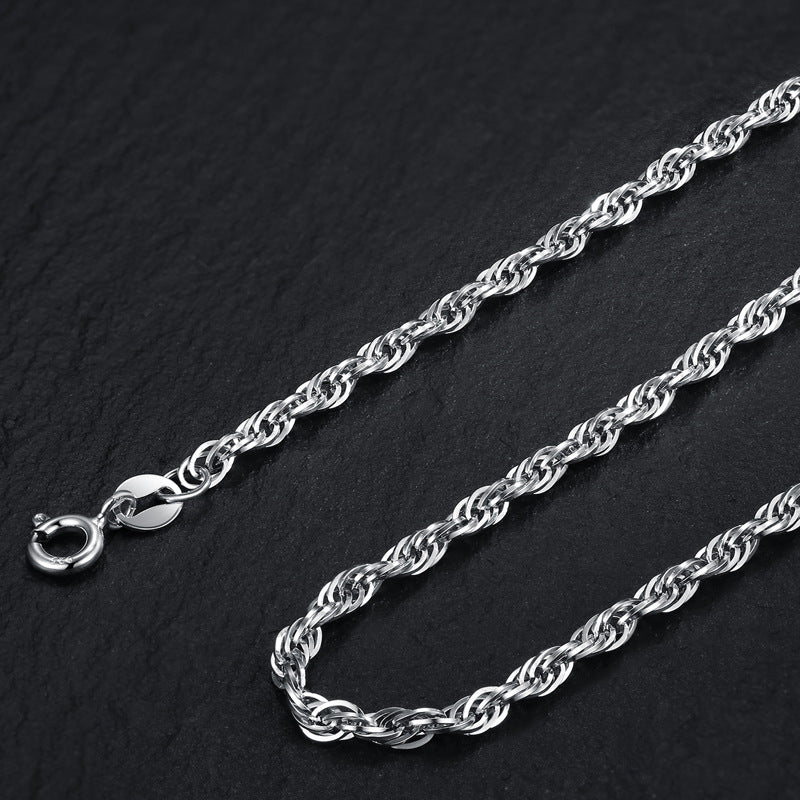 Sterling silver Silver Rope  3mm Chain Necklace Plating S925 Silver