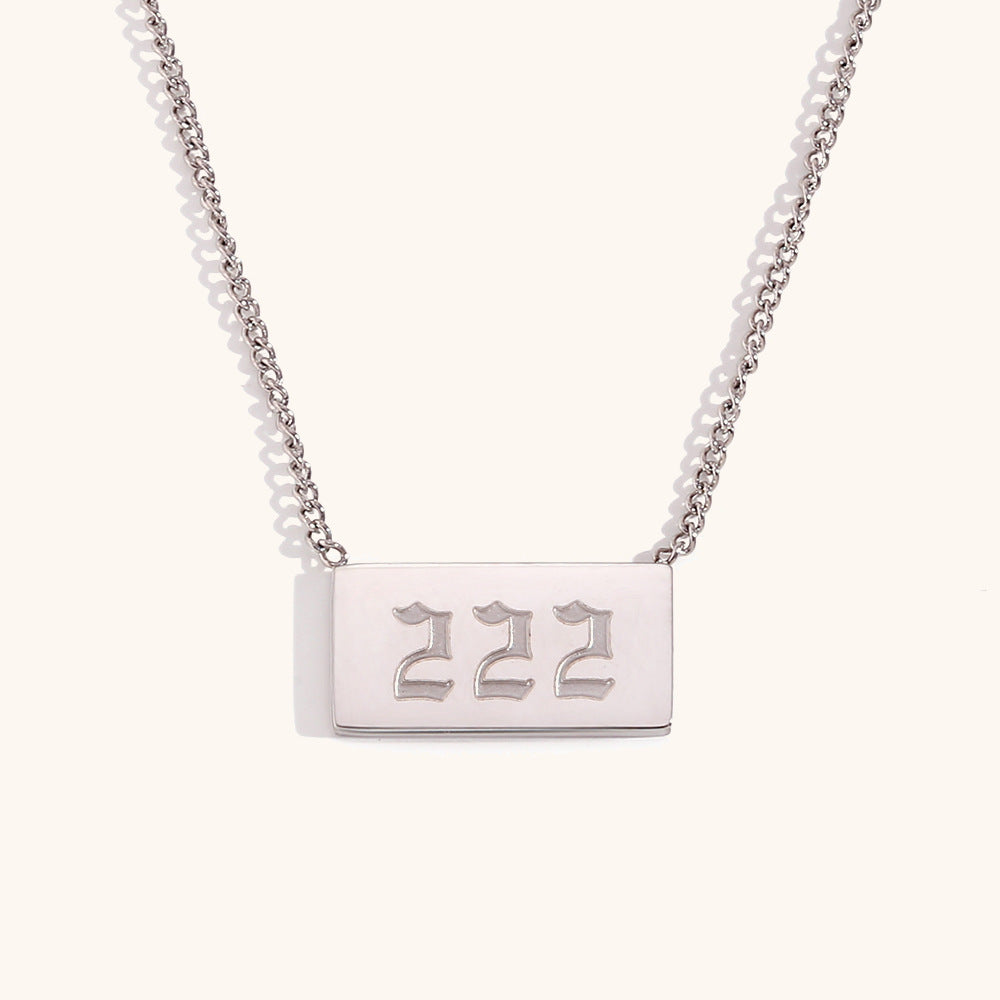 Stainless Steel Angle Number Tag Necklace