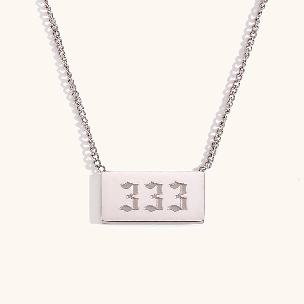 Stainless Steel Angle Number Tag Necklace