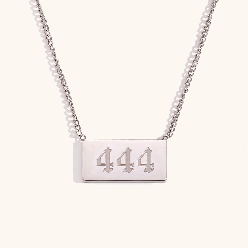 Stainless Steel Angle Number Tag Necklace