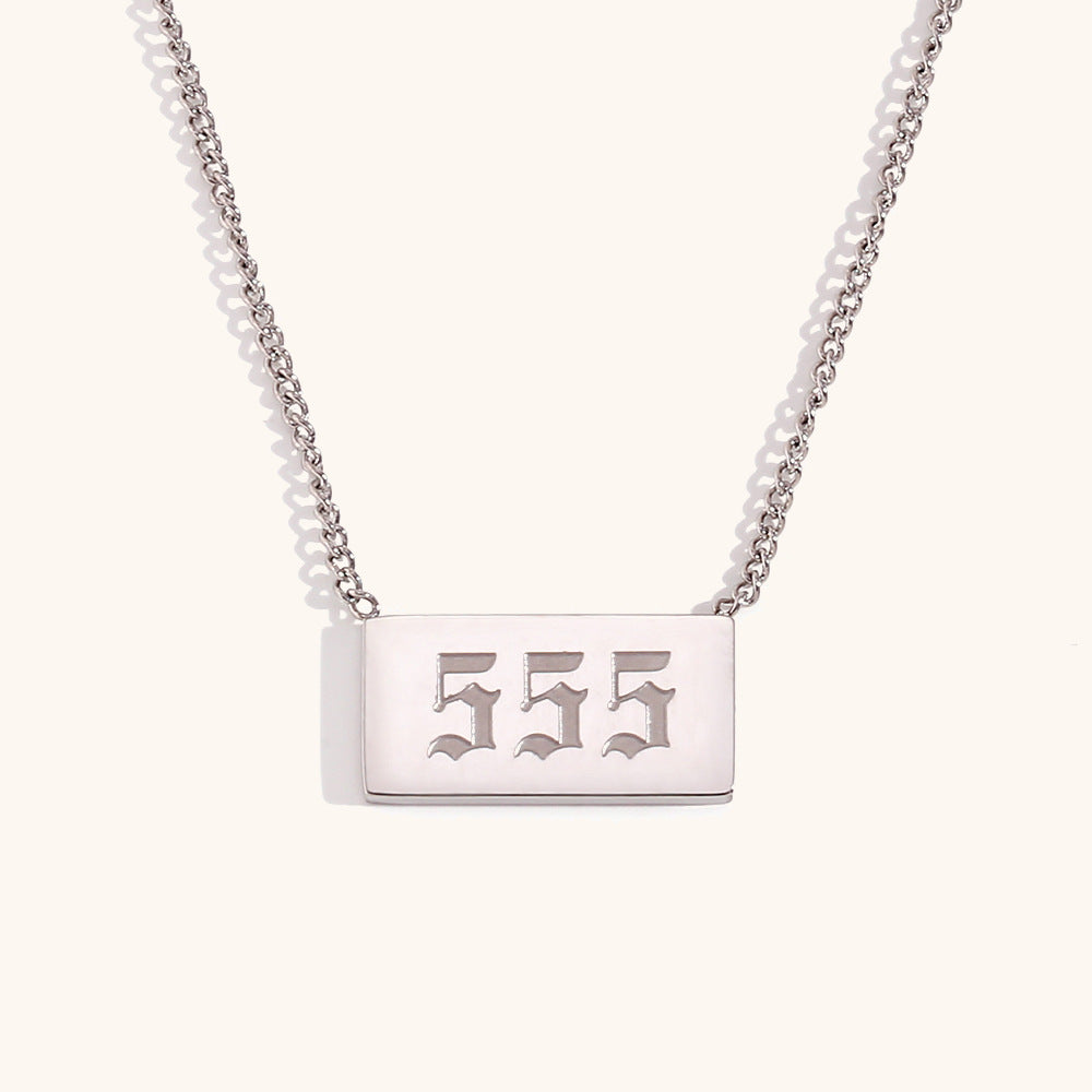 Stainless Steel Angle Number Tag Necklace