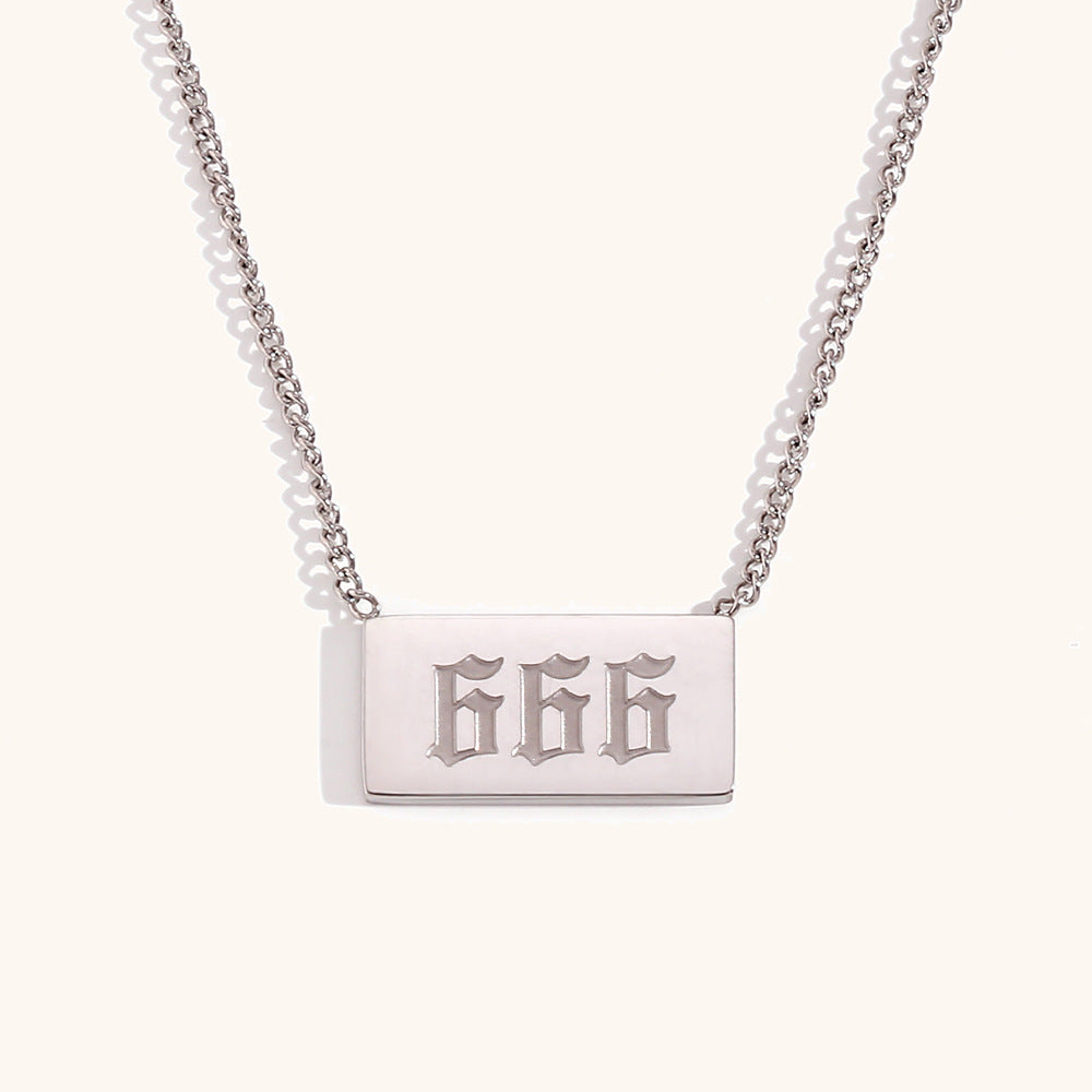 Stainless Steel Angle Number Tag Necklace