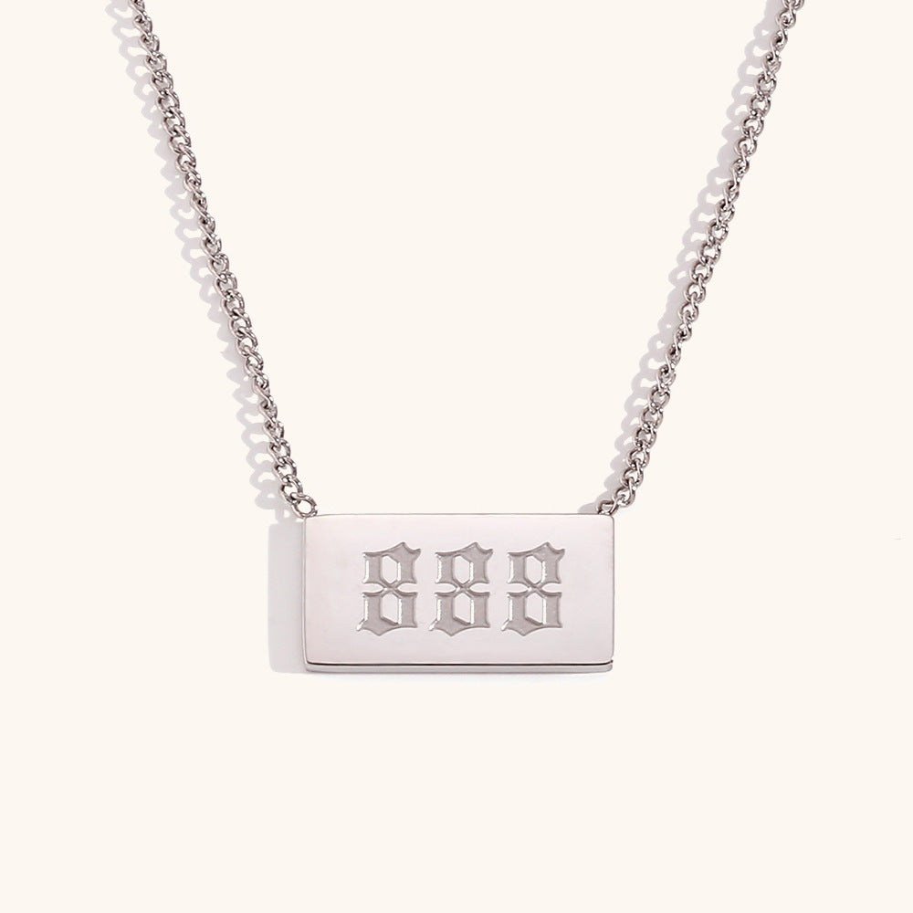 Stainless Steel Angle Number Tag Necklace