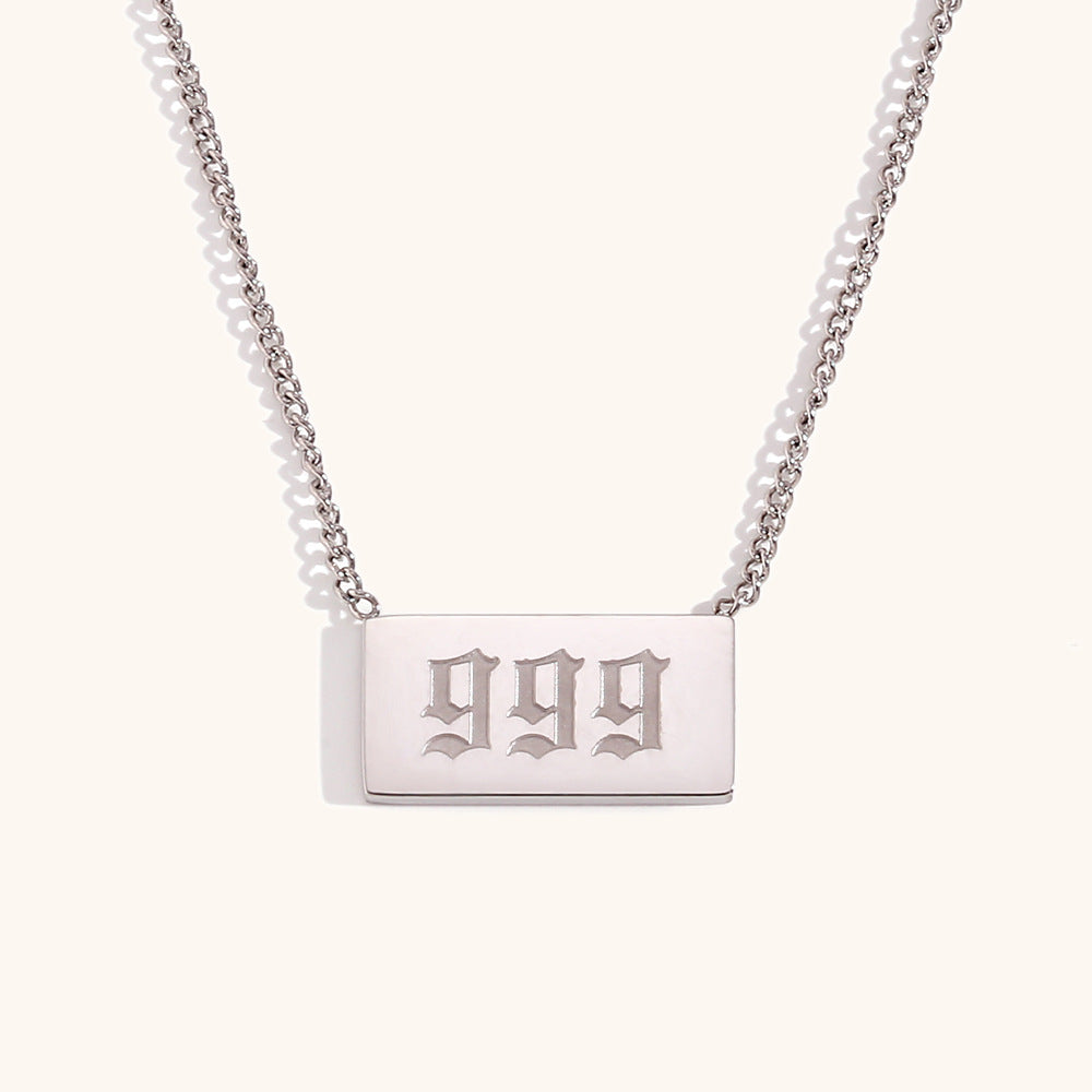 Stainless Steel Angle Number Tag Necklace
