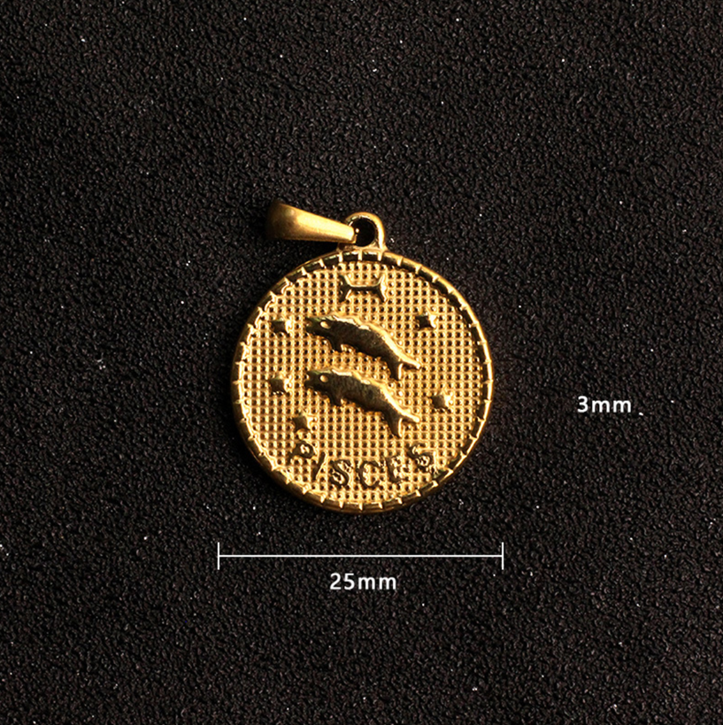 Custom Stainless Steel Zodiac Charms Gold Silver