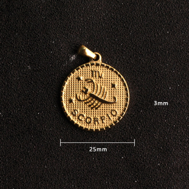 Custom Stainless Steel Zodiac Charms Gold Silver