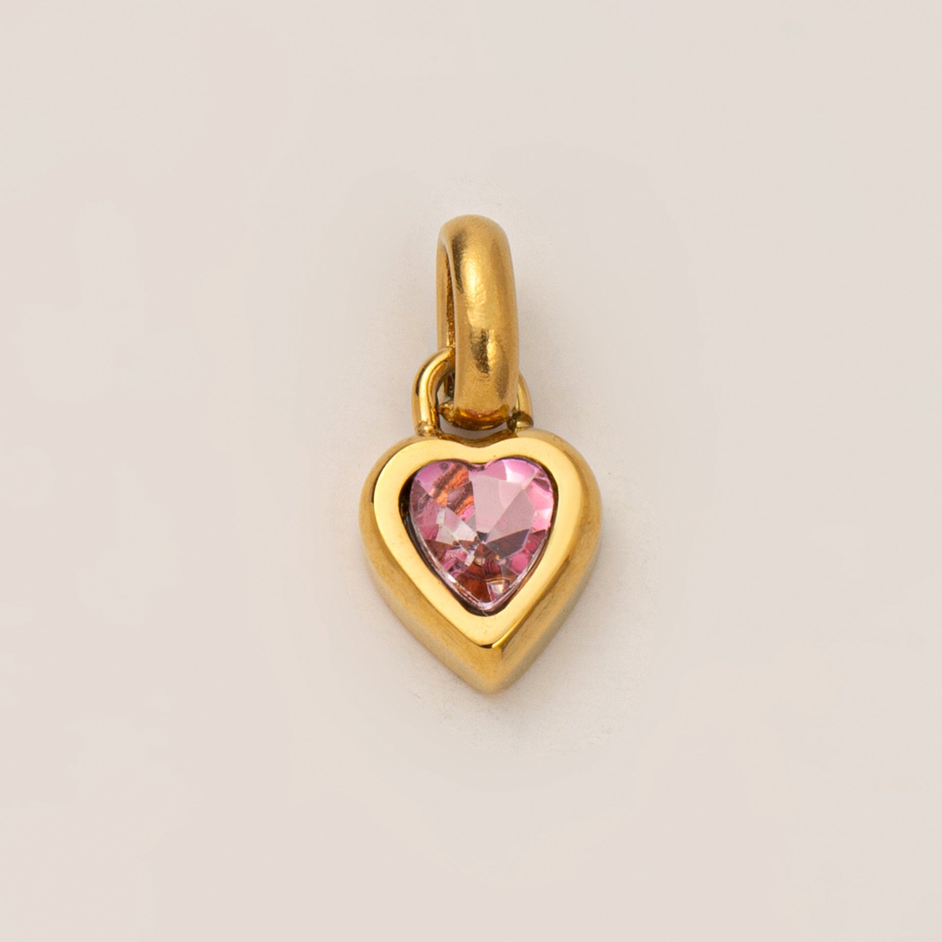Stainless Steel Heart Birthstone Charm