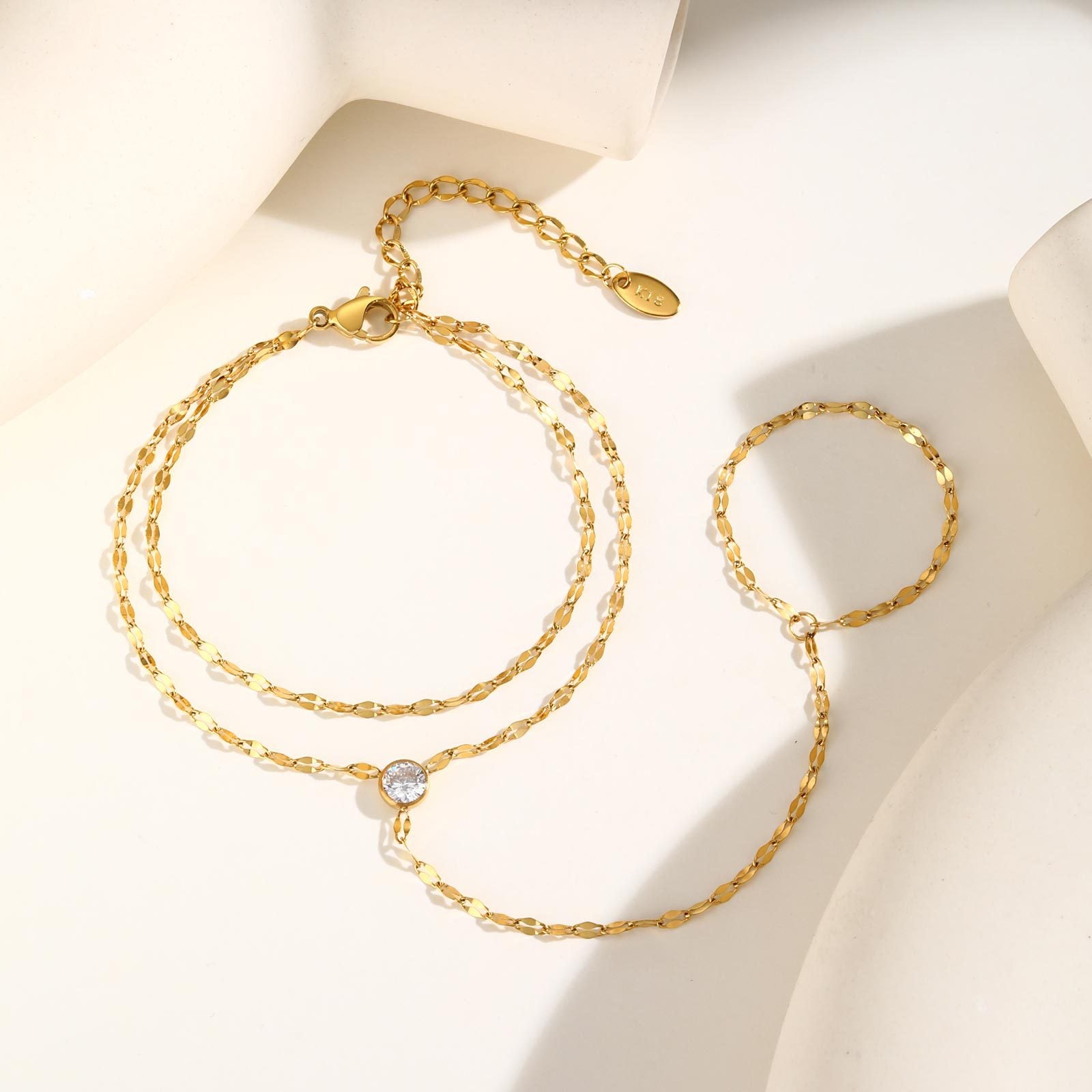 Stainless Steel Lip Link Hand Chain Bracelet
