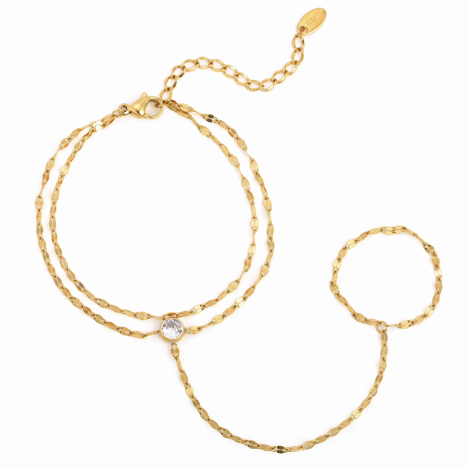 Stainless Steel Lip Link Hand Chain Bracelet