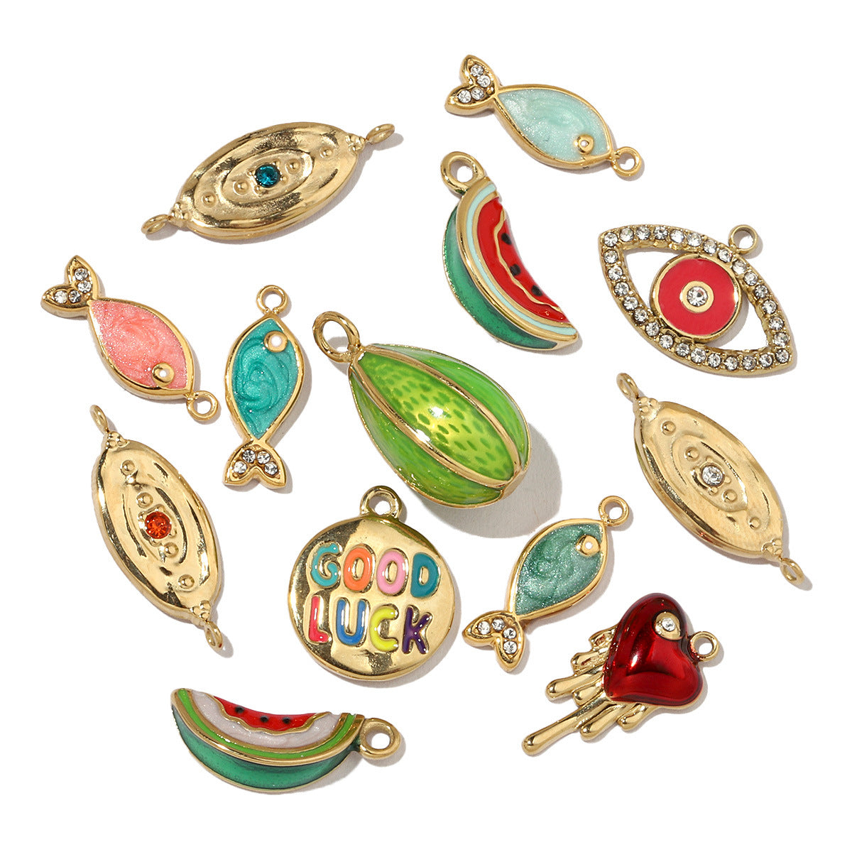 Colored stainless enamel charms for DIY bracelet