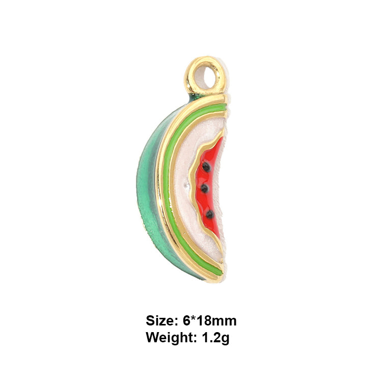 A gold plating watermelon design colorful enamel stainless steel charm