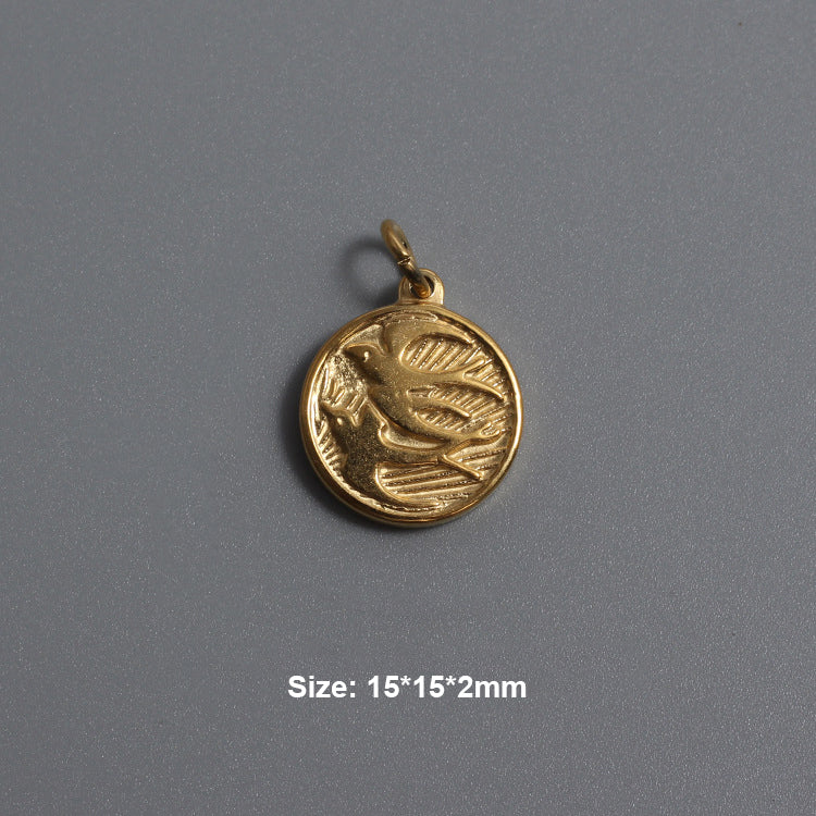 A gold plating petrel design stainless steel charm