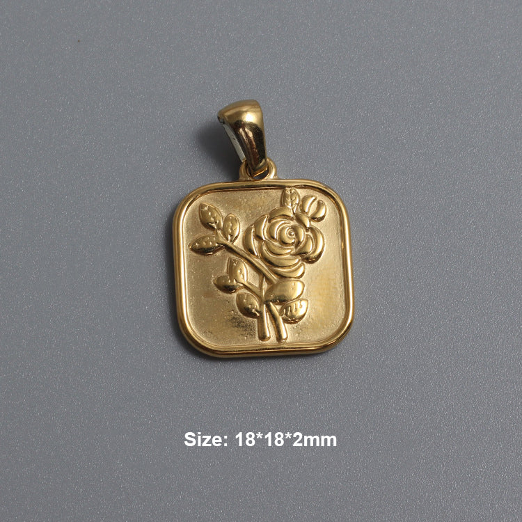 A gold plating rose design stainless steel charm