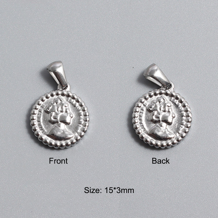 Titanium Stainless Steel Charm Sovereign Religions Coin Silver