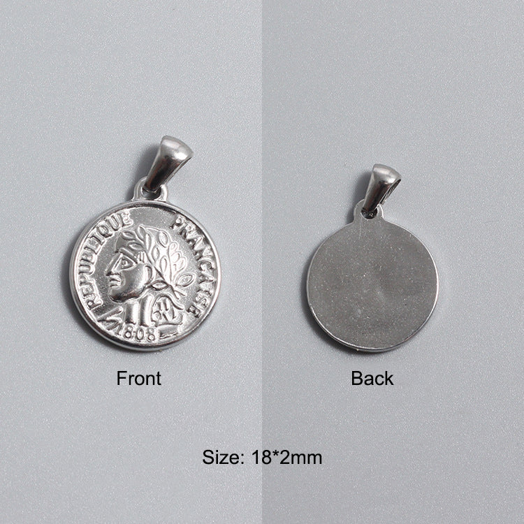 Titanium Stainless Steel Charm Sovereign Religions Coin Silver