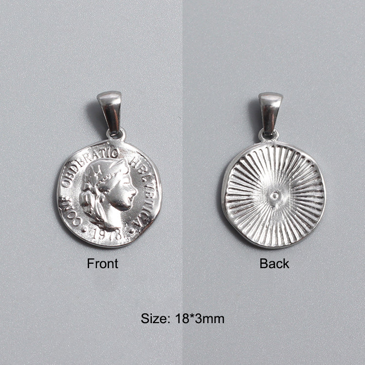 Titanium Stainless Steel Charm Sovereign Religions Coin Silver