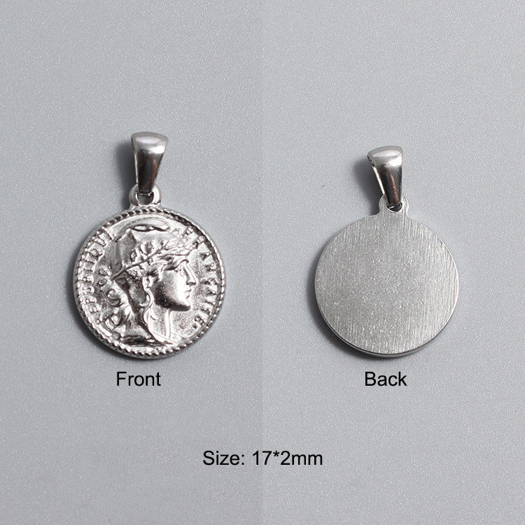 Titanium Stainless Steel Charm Sovereign Religions Coin Silver